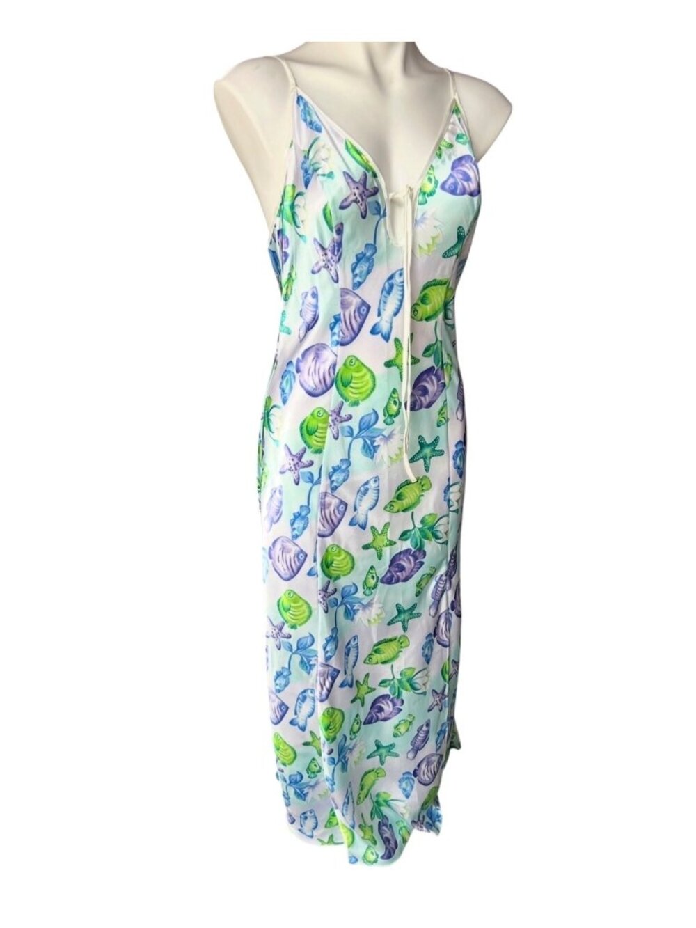 Victorias Secret Slip Dress Women's Size M Satin Blue Green Purple Adj. Straps - Picture 3 of 12